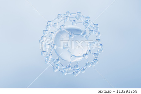 Molecule with biology and chemical concept, 3d rendering. 113291259