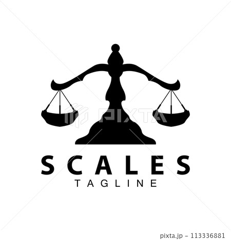 Simple legal scale logo justice court simple black silhouette template vector design 113336881