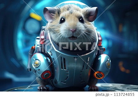 cute digital hamster robot pet technology illustration 113724855