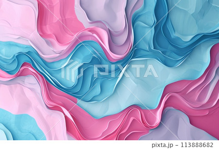 Iridescent pastel colors of blue turquoise pink and purple. Wavy gradient wallpaper. 113888682