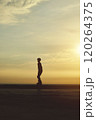 Silhouette young in rollerblading, summer sunset background. Culture Enjoy Sports Vacation 120264375