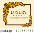 Vintage gold Frame, Ornate Frame for invitations and greeting cards, elegant vector antique frame. 120330735