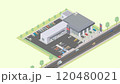 アイソメトリック図法で描いた新車販売店のイメージ（緑地） 120480021