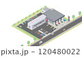 アイソメトリック図法で描いた新車販売店のイメージ（無地） 120480022