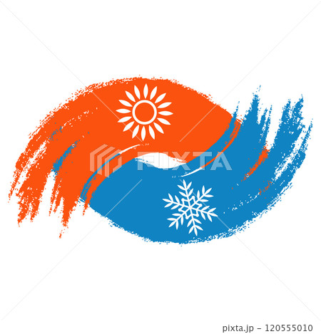 Red and blue wave air conditioner symbol 120555010