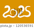 手書きの墨で書いた巳年の年賀状 120536591