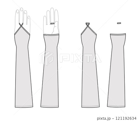 Mitaine Bridal Gauntlets Gloves Elbow length Fashion hand accessory clothing technical illustration garment. Vector 121192634