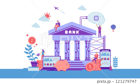 BaaS ( Banking as a Service ) ベクターバナーイラスト 121279747