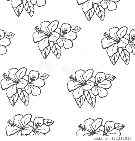 Tropical seamless pattern with hibiscus flowers 121211016