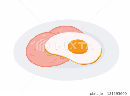 シンプルなハムエッグのイラスト 121395600