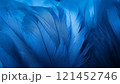 Blue feathers as background, generative ai 121452746