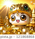 Adorable Figurine in Golden Snake Costume Surrounded with Generative AI. 121868868