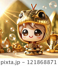 Adorable Figurine in Golden Snake Costume Surrounded with Generative AI. 121868871