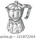 Italian moka cartoon, Traditional Espresso hand drawn. Vector illustration 121872264