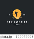 black silhouette design of martial art sport logo taekwondo karate with simple minimalist concept of sports branch template 122072993