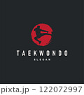 black silhouette design of martial art sport logo taekwondo karate with simple minimalist concept of sports branch template 122072997