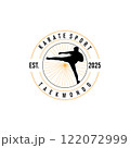 black silhouette design of martial art sport logo taekwondo karate with simple minimalist concept of sports branch template 122072999