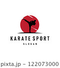 black silhouette design of martial art sport logo taekwondo karate with simple minimalist concept of sports branch template 122073000