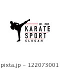 black silhouette design of martial art sport logo taekwondo karate with simple minimalist concept of sports branch template 122073001