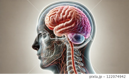 脳と人体の頭部のイメージ 122074942