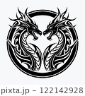 tribal silhouette of Dragons in circle 122142928