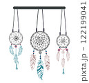 Hand drawn Beautiful set Dreamcatcher with beads and feathers 122199041