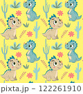 Cute cartoon background of two dinosaur, 122261910