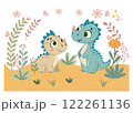 print with Cute dino Mom and Baby. 122261136