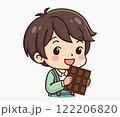 Happy child holding  Delicious Chocolate Bar. 122206820