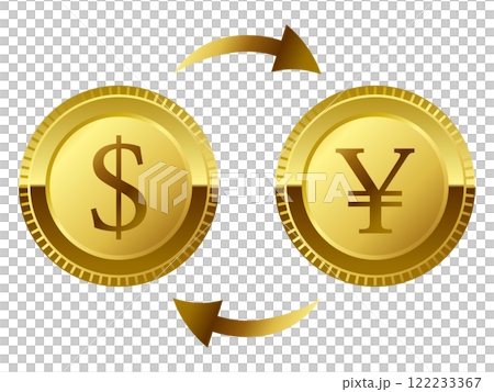 高級感のあるドルと円の為替アイコン 122233367