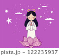 Cute angels  praying and standing on the lotus 122235937