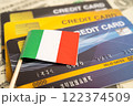 Credit card model with Italy flag, financial investment economy business banking. 122374509