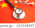 Stethoscope on China flag, business and finance. 122338597