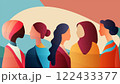 Group silhouette of multicultural women. Empowerment -equality - inclusion -  Diversity - or girl power concept. International women s day. Vivid colors 122433377