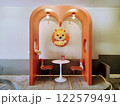 Playful Cat-Themed Cafe Alcove in Modern Setting Eye Level View 122579491