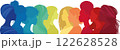 Communication group of multicultural women. Face silhouette profile. Female social network community of diverse culture. Empowerment - Inclusion - Equality - Colleagues.Rainbow colors 122628528