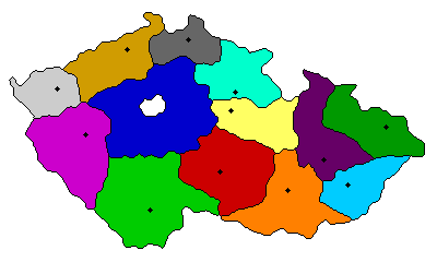 Mapa de la República Txeca amb les regions acolorides