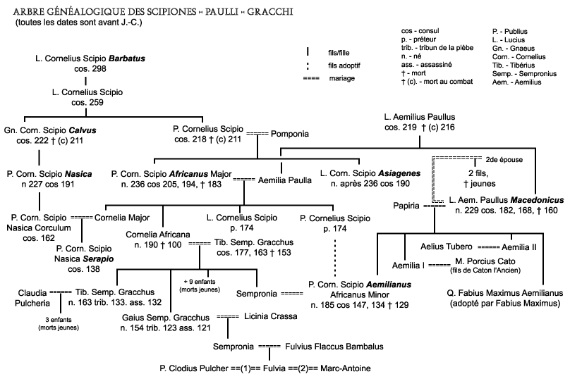 Arbre généalogique des Scipiones Paulli Gracchi