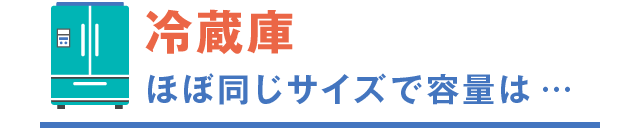 冷蔵庫 ほぼ同じサイズで容量は…