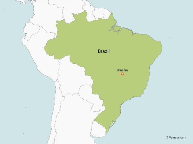 Map of Brazil with Neighbouring Countries