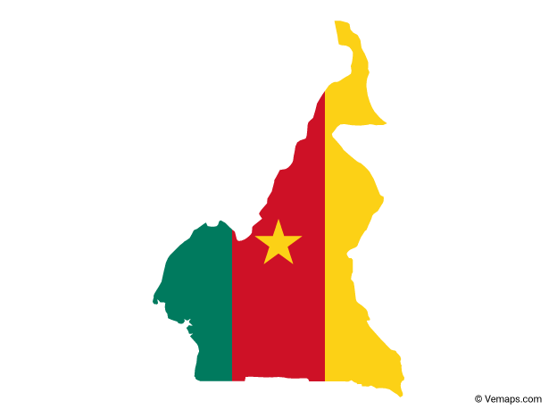 Flag Map of Cameroon