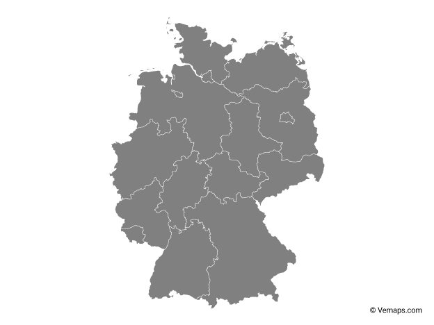 Grey Map of Germany with States