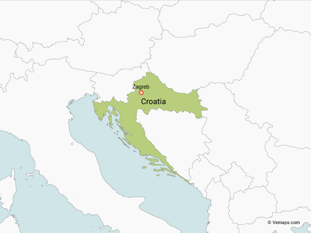 Map of Croatia with Neighbouring Countries