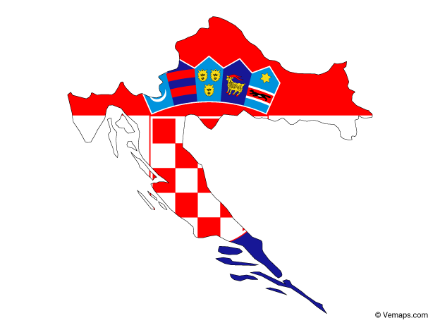 Flag Map of Croatia