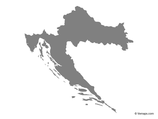 Grey Map of Croatia