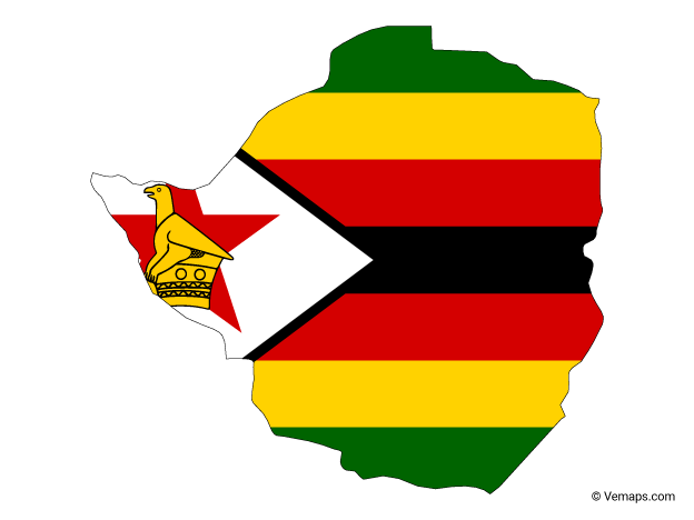 Flag Map of Zimbabwe