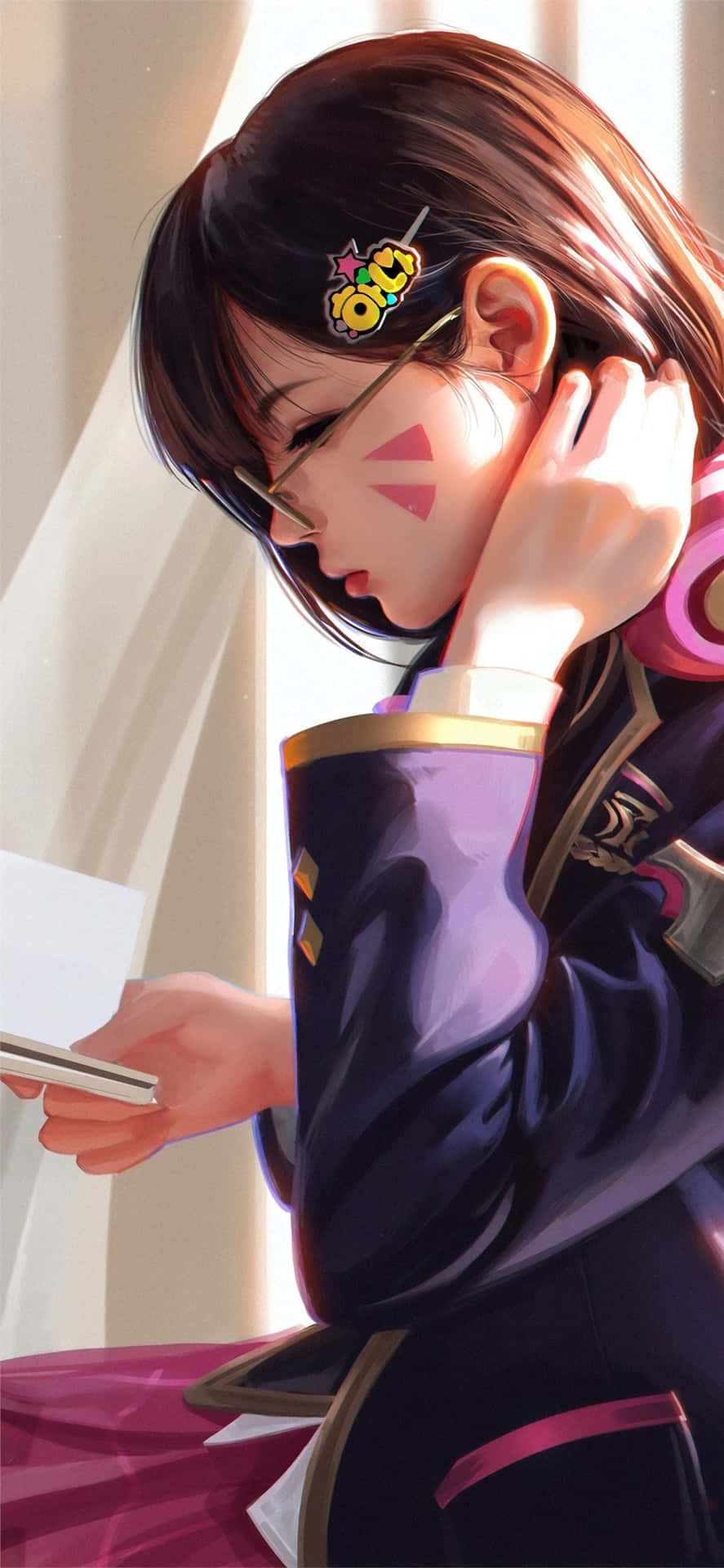 Anime School Girl Dva Overwatch Wallpaper