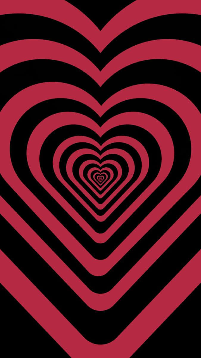 A Red And Black Heart Shaped Pattern On A Black Background Wallpaper