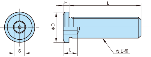 鉄 六角穴付きスーパーローヘッド小頭ボルト 図面