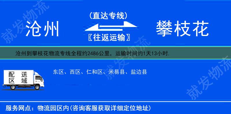 沧州到攀枝花物流运费-沧州到攀枝花物流公司-沧州发物流到攀枝花-